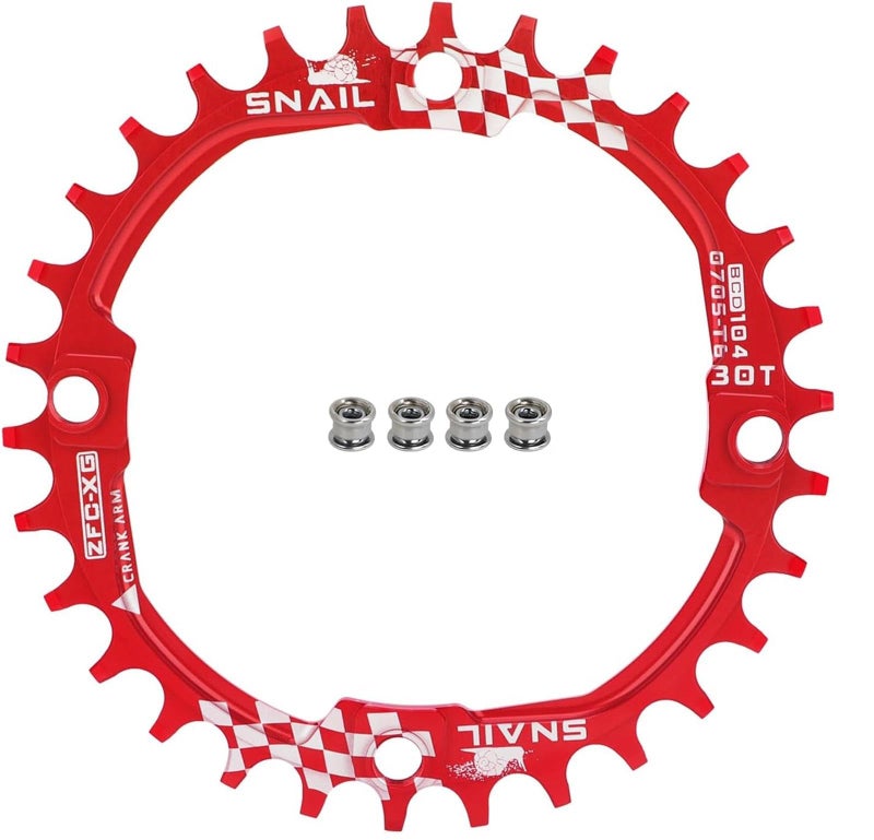 FOMTOR 104 BCD Chainring 30T 7-12 Speed Compatible CNC 7075 Aluminum Narrow Wide Tooth Round Chainrings for MTB/Road Bike Ebike Chainwheel Red - Image 1